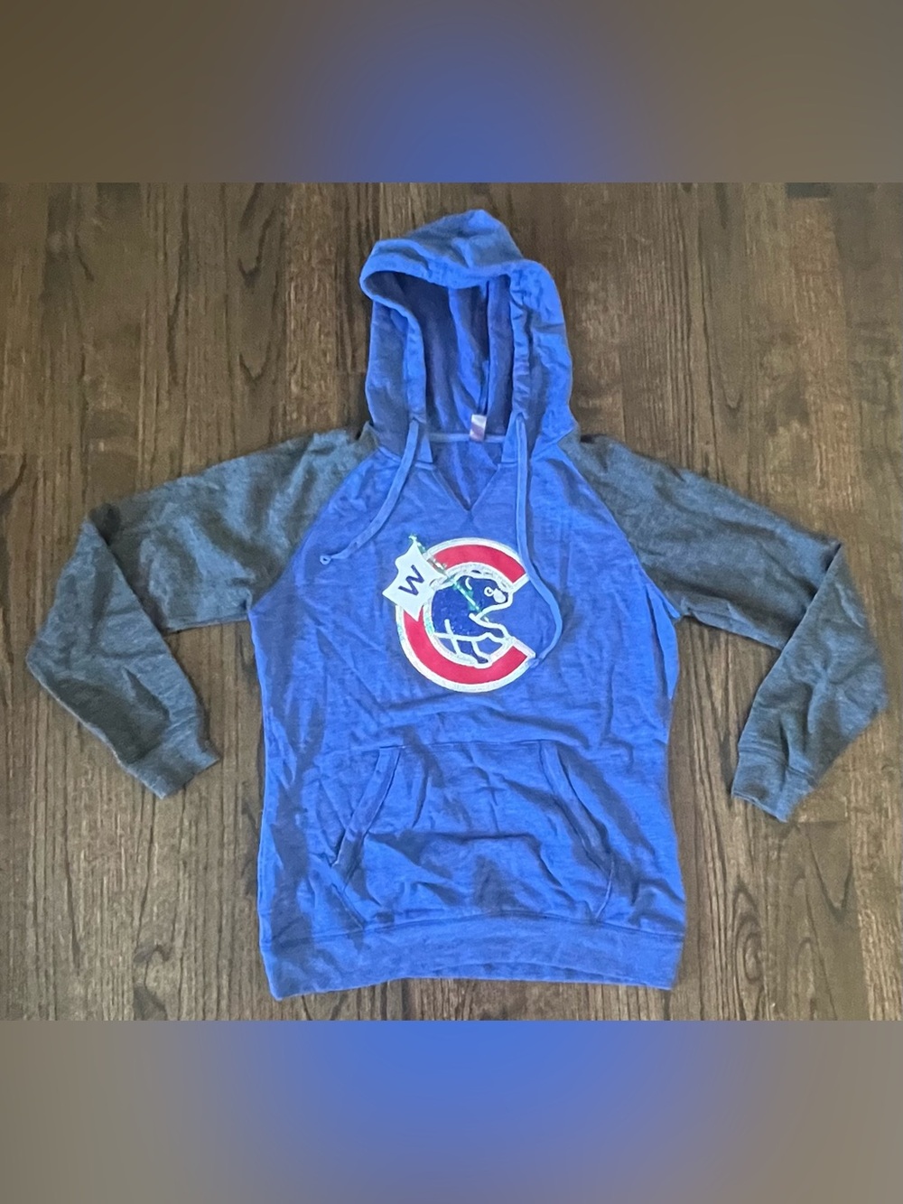District Blue and Gray Kids Hooded Sweatshirt with Team Crest